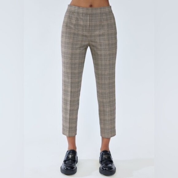 Aritzia Pants - Aritzia Babaton Conan Pant Plaid Trouser Straight Leg High Waist Pleated Gray